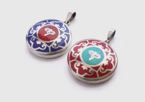 Buddha Eyes Mandala White Metal Pendant