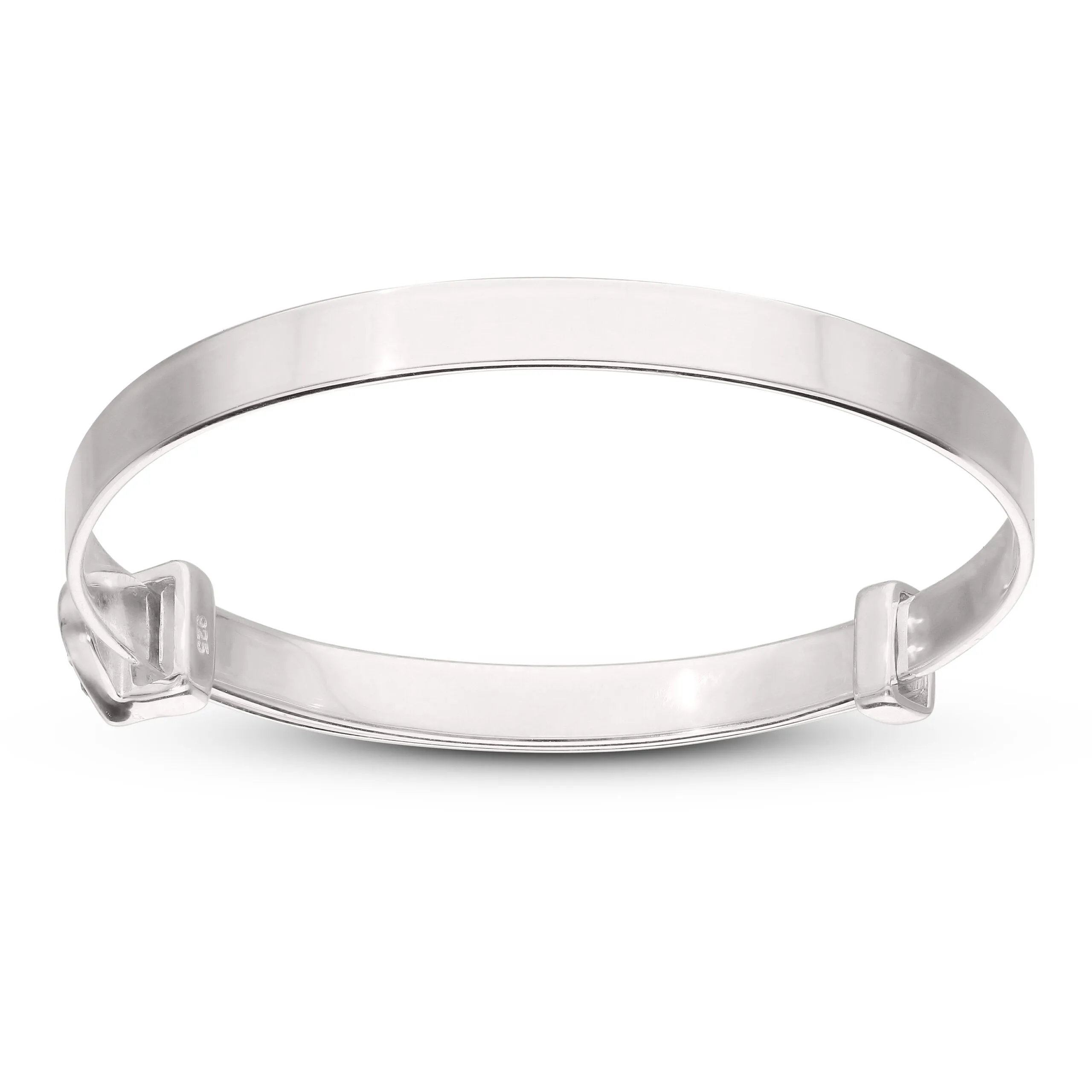 Children's Customised Pink CZ Heart Girls Bangle (0-3 years)