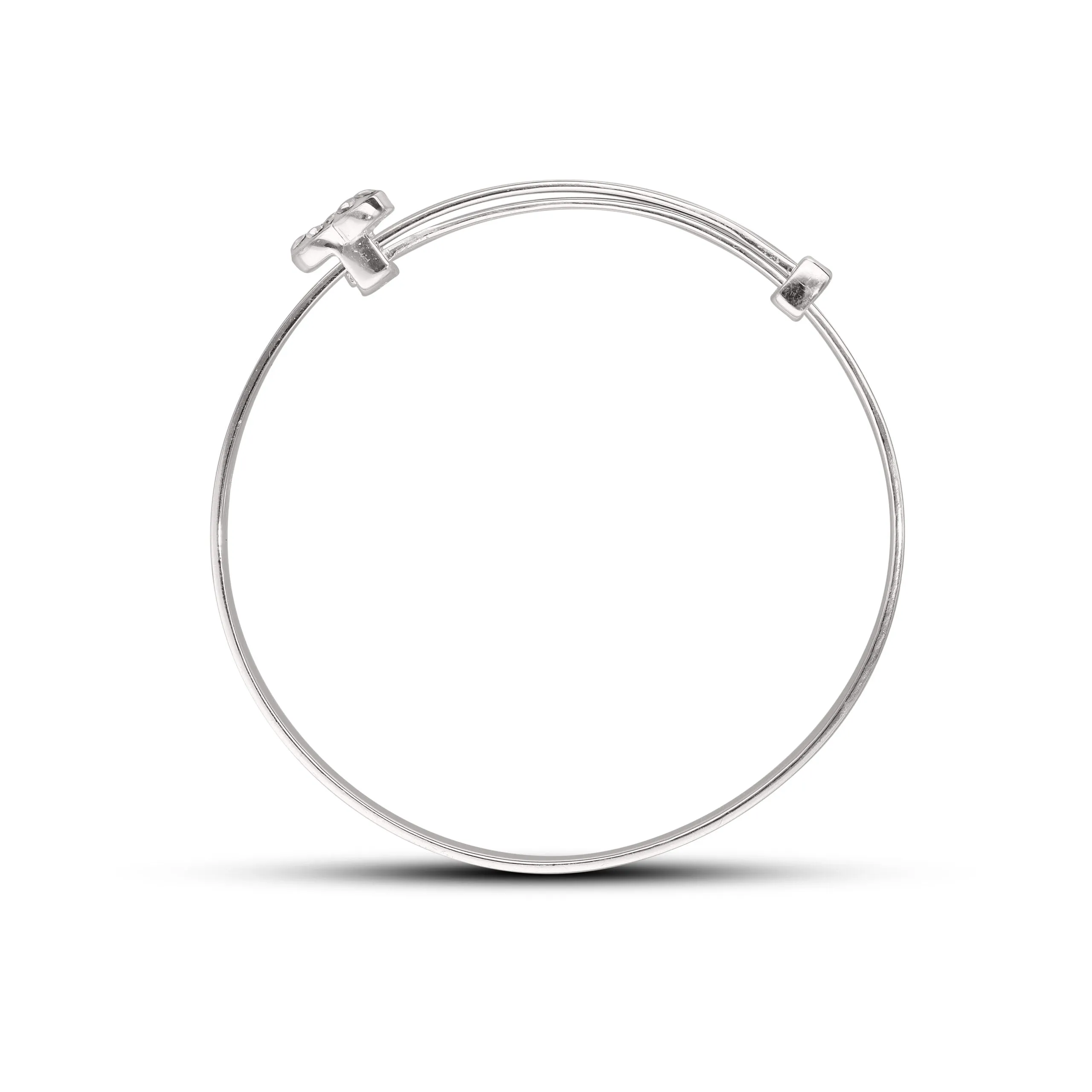 Children's Customised Pink CZ Heart Girls Bangle (0-3 years)