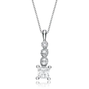Collette Z Sterling Silver Cubic Zirconia Square Drop Necklace