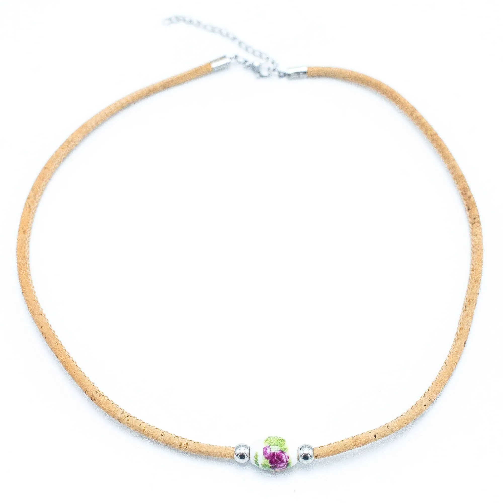 Cork jewelry-Stainless steel necklace with bracelet  for women natural Cork handmade Original SETS-003-1