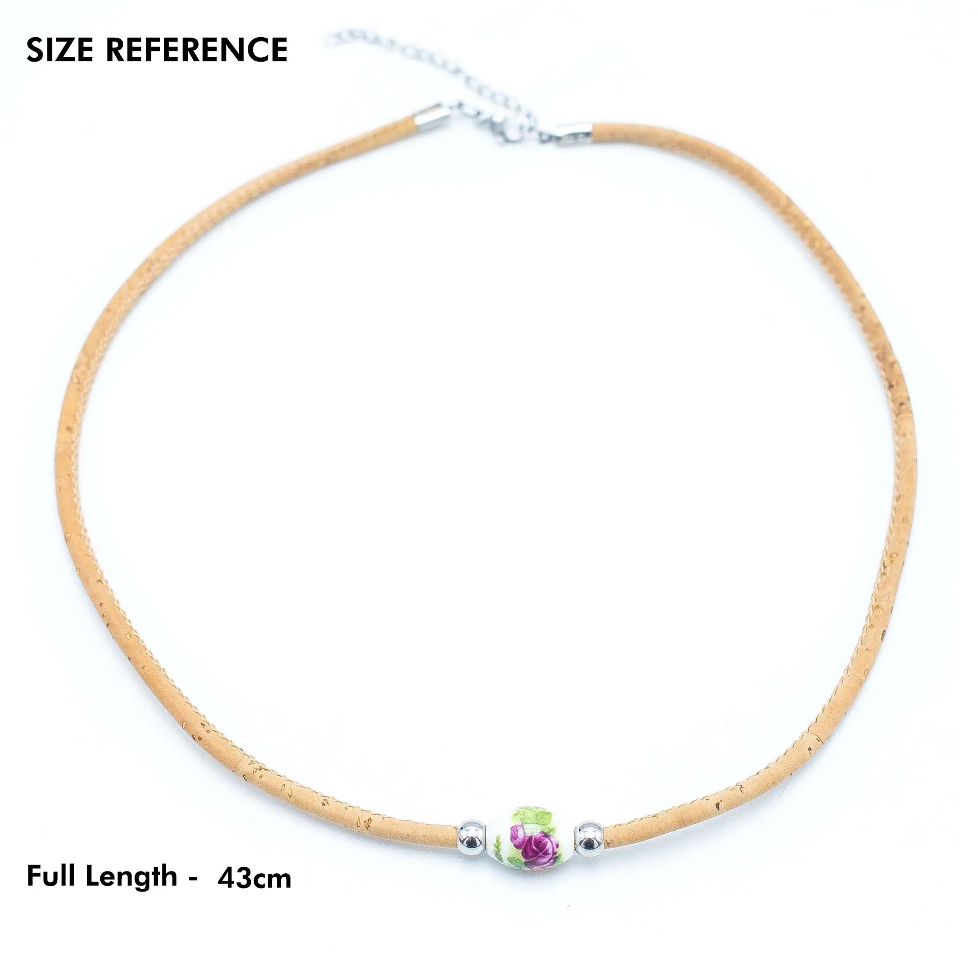 Cork jewelry-Stainless steel necklace with bracelet  for women natural Cork handmade Original SETS-003-1