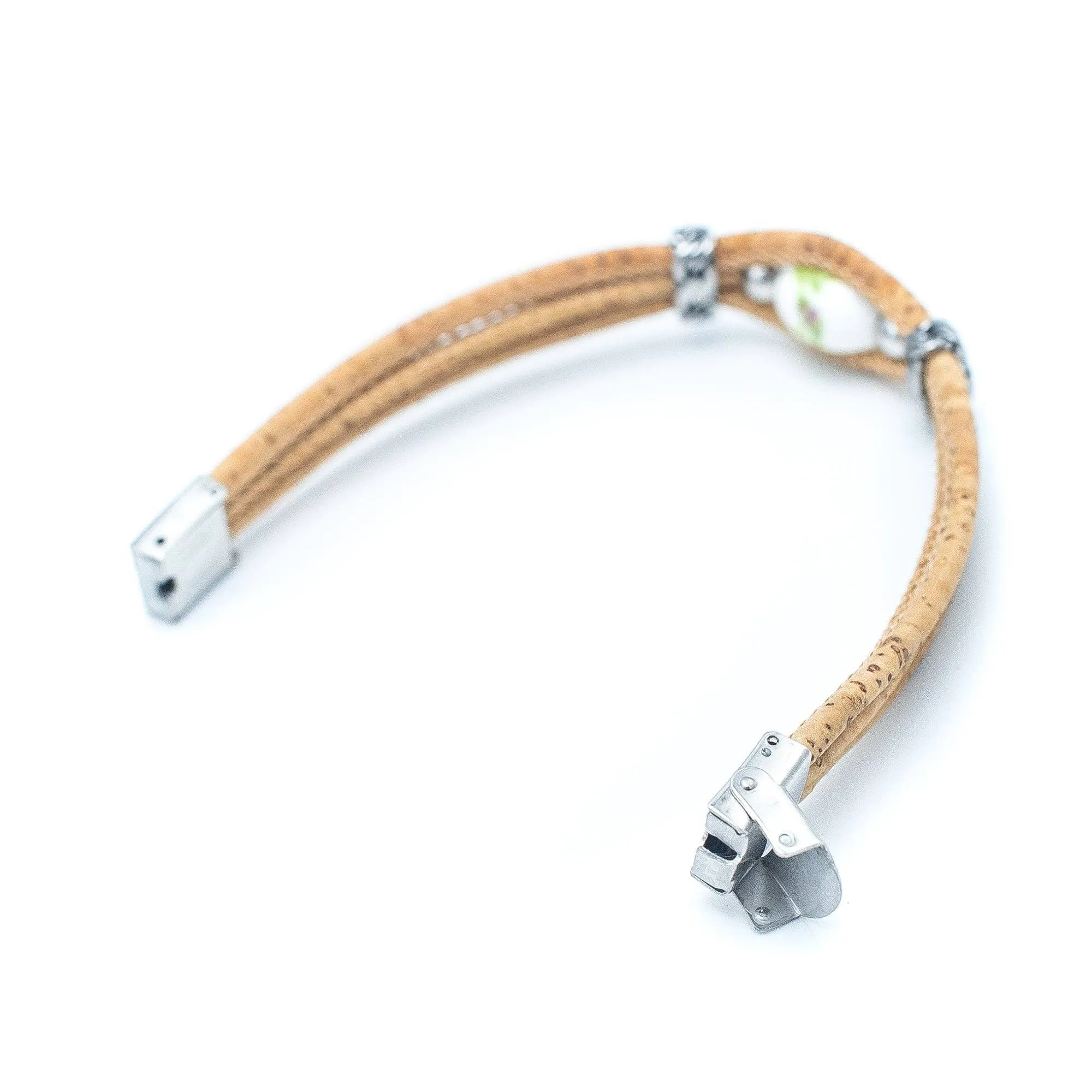Cork jewelry-Stainless steel necklace with bracelet  for women natural Cork handmade Original SETS-003-1