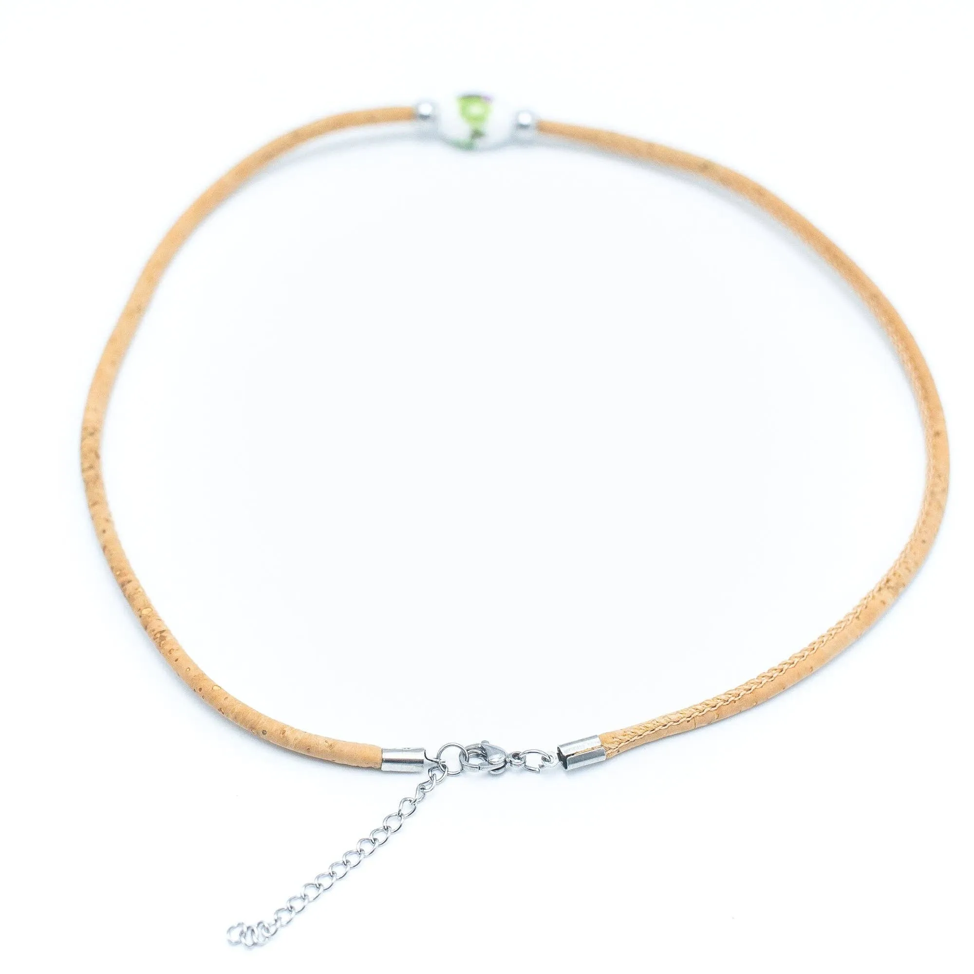 Cork jewelry-Stainless steel necklace with bracelet  for women natural Cork handmade Original SETS-003-1