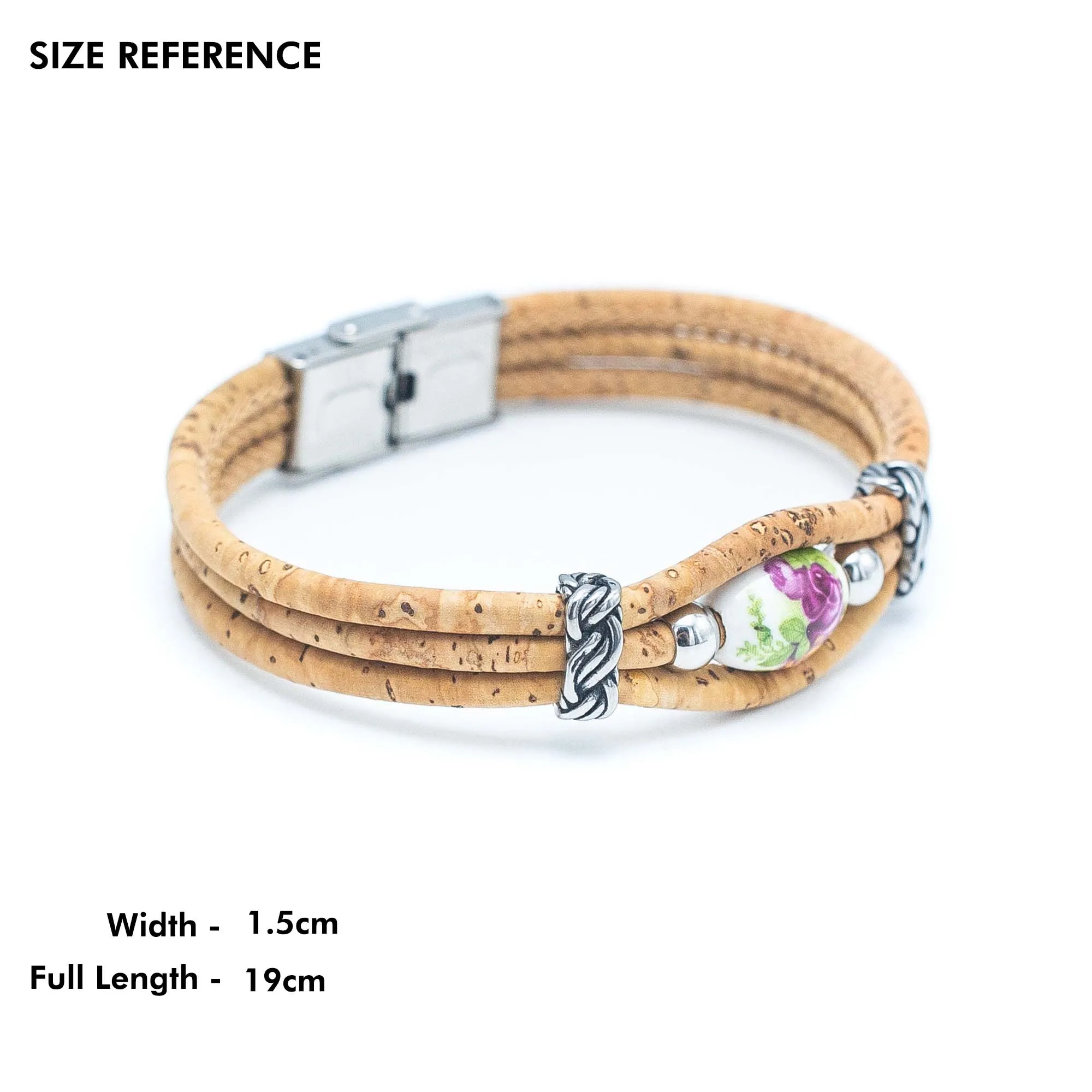 Cork jewelry-Stainless steel necklace with bracelet  for women natural Cork handmade Original SETS-003-1