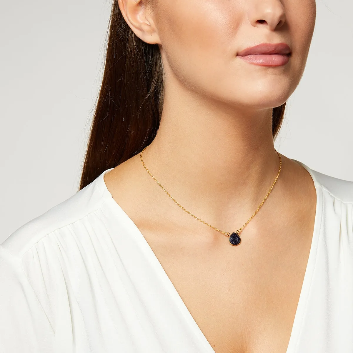 Cosmos Navy Sunstone Necklace