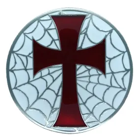 Cross Web Red White Belt Buckle
