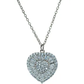 Crystal CZ Beloved Heart Necklace (Silvertone)