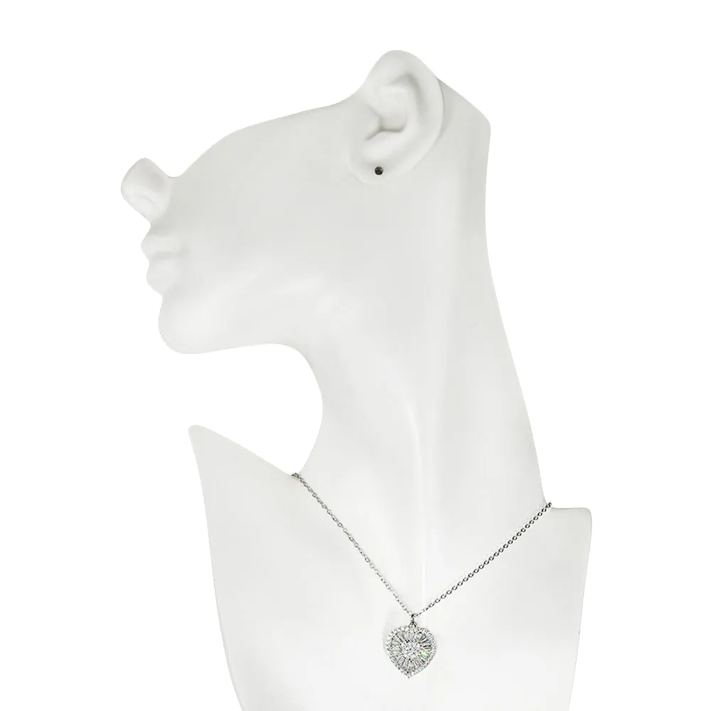 Crystal CZ Beloved Heart Necklace (Silvertone)
