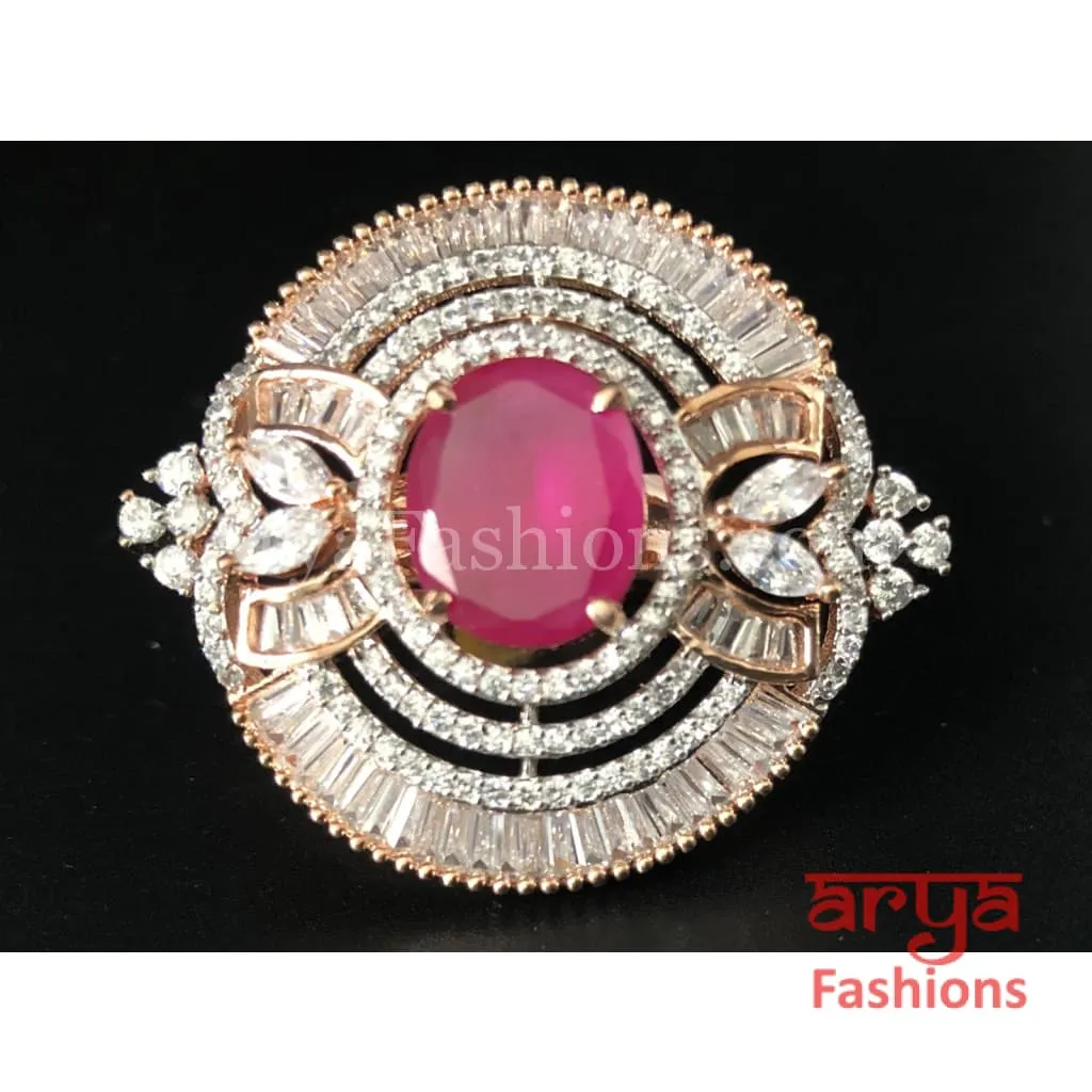 Cubic Zironia Ruby Statement Ring