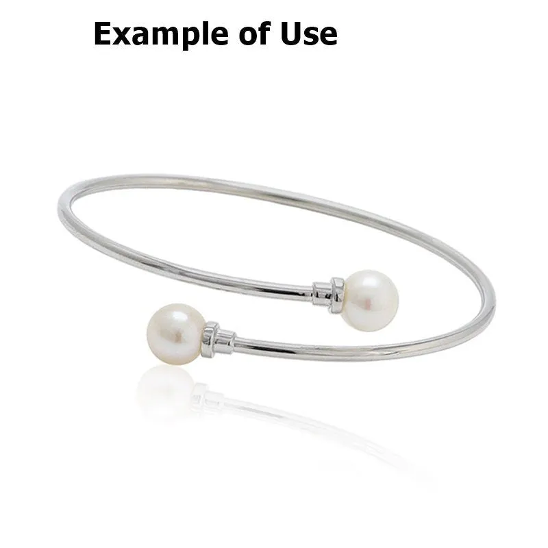 Cuff Mount Bracelet Setting Blank Adjustable 1pc 2 inches 53-57mm 3.3g 925 Sterling Silver for 2 Pearls Beads 7-8mm Wholesale Available