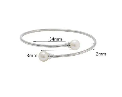 Cuff Mount Bracelet Setting Blank Adjustable 1pc 2 inches 53-57mm 3.3g 925 Sterling Silver for 2 Pearls Beads 7-8mm Wholesale Available