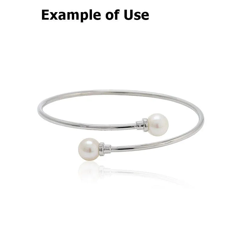 Cuff Mount Bracelet Setting Blank Adjustable 1pc 2 inches 53-57mm 3.3g 925 Sterling Silver for 2 Pearls Beads 7-8mm Wholesale Available
