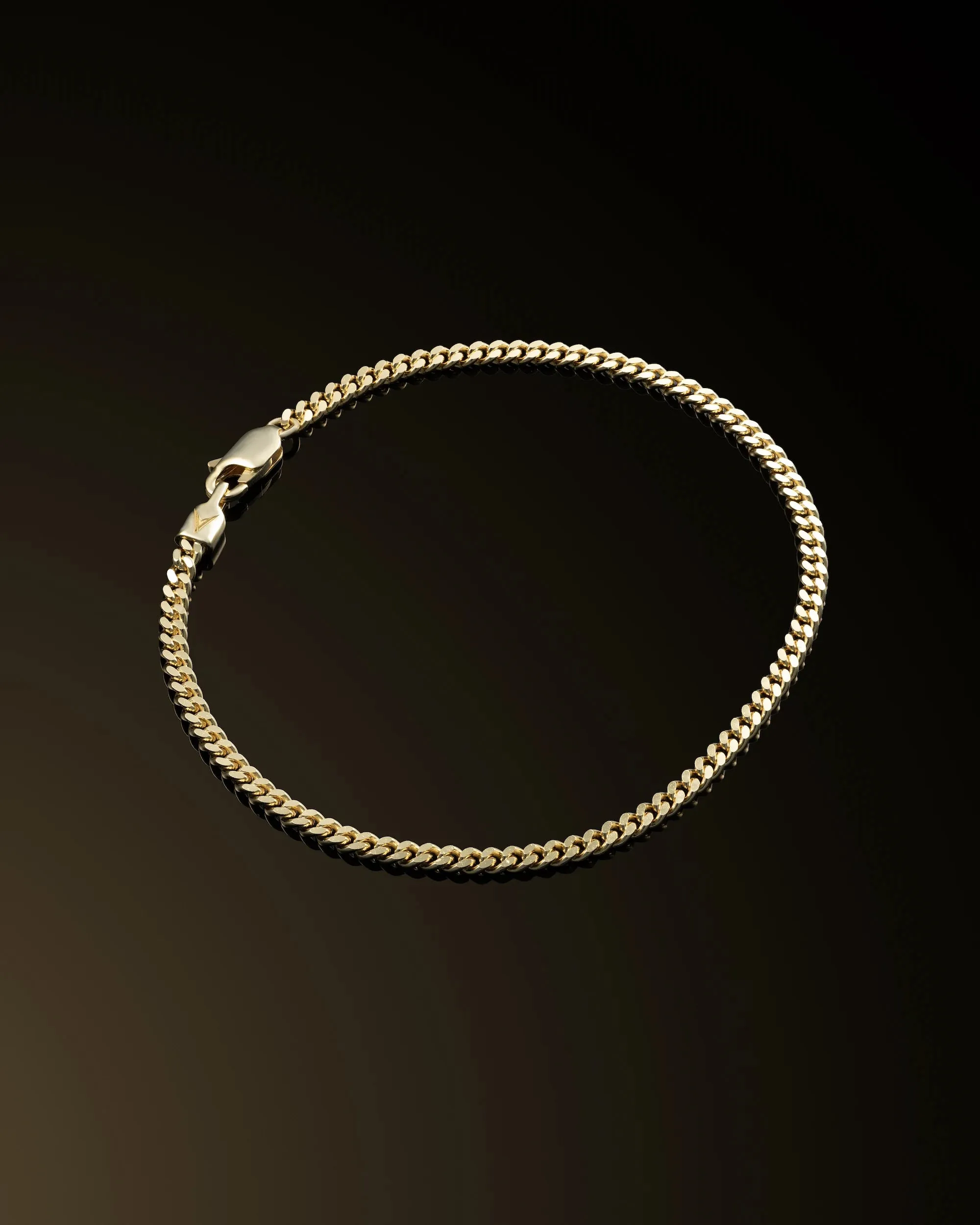 Curb Chain Bracelet, 3MM - 14K Gold