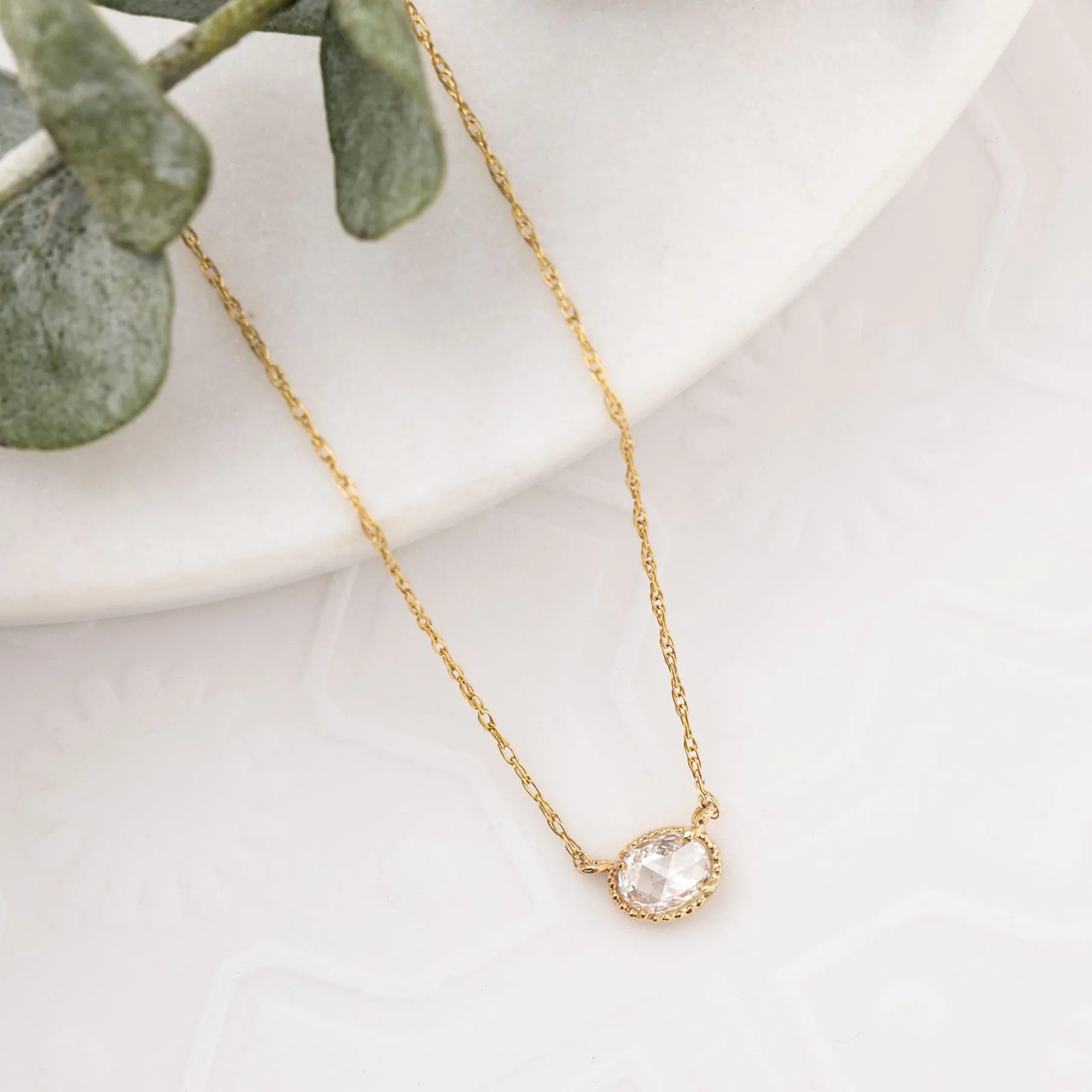 Dahlia Rose Cut Diamond Solitaire Necklace (One of a kind)