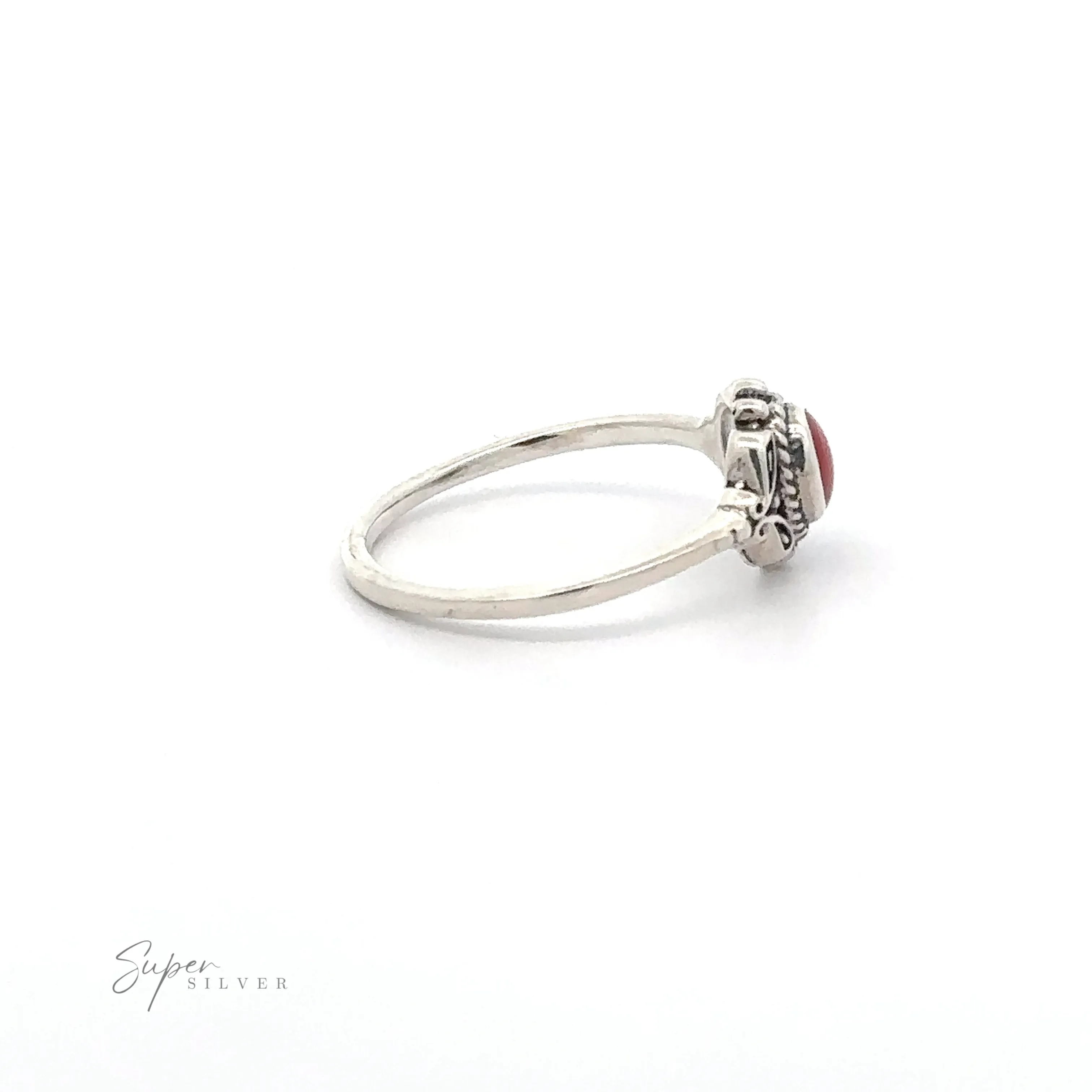 Dainty Inlaid Stone Ring with Filigree