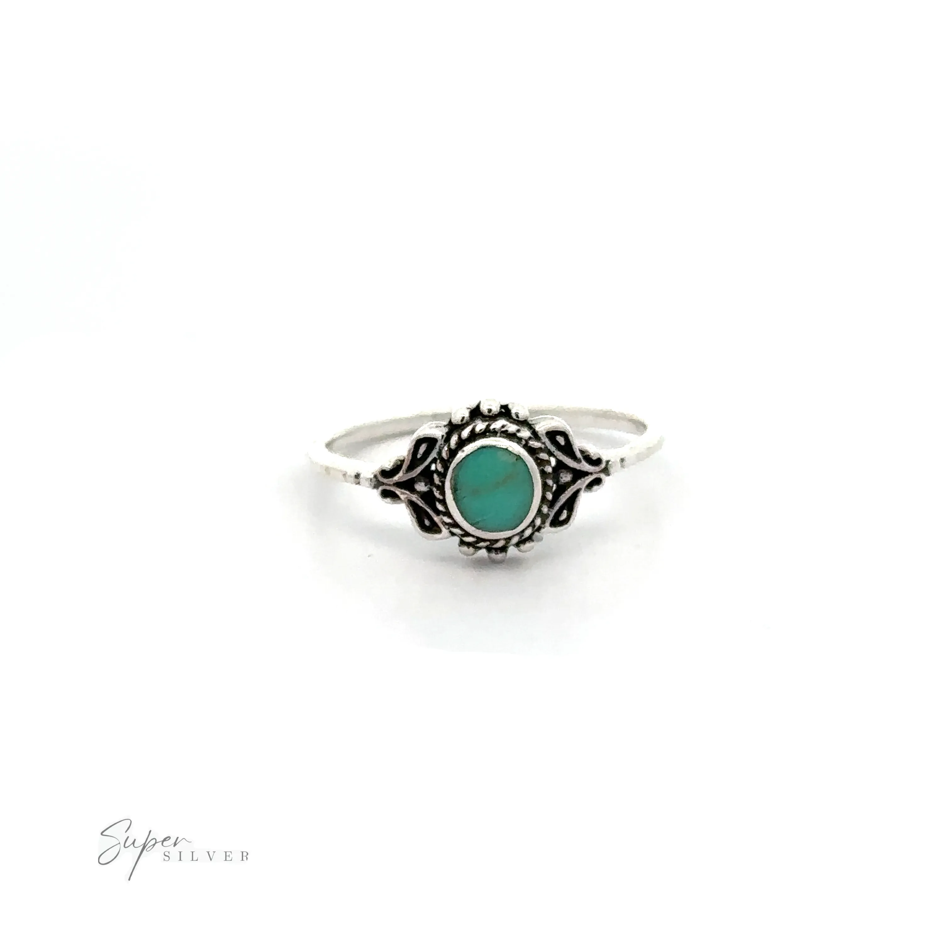 Dainty Inlaid Stone Ring with Filigree