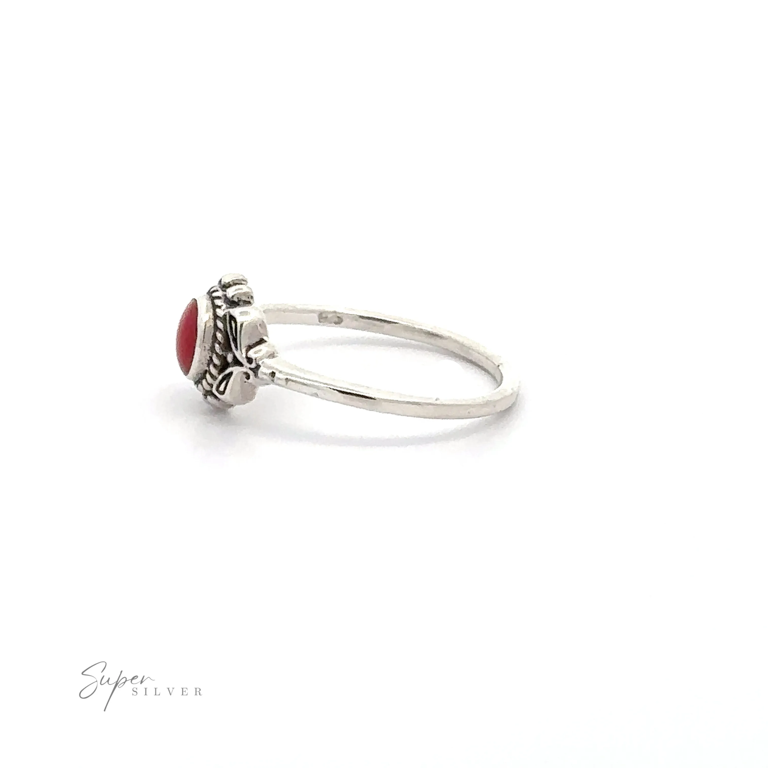 Dainty Inlaid Stone Ring with Filigree