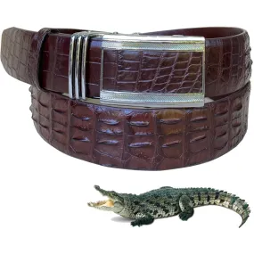 Dark Brown Alligator Hornback  Leather Belt For Men - Automatic Buckle | BEHO33