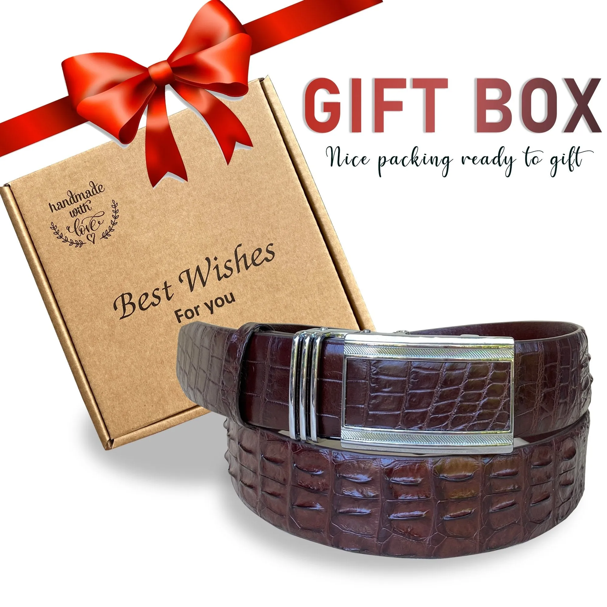 Dark Brown Alligator Hornback  Leather Belt For Men - Automatic Buckle | BEHO33
