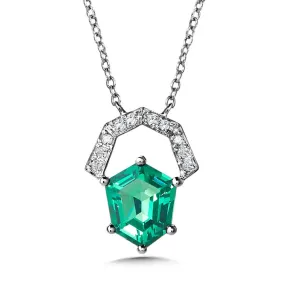 DIAMOND & SWISS BLUE TOPAZ HEXAGON NECKLACE
