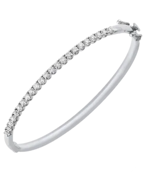 Diamond Bangle - 10ct White Gold Diamond Set Bangle - 768114