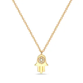 Diamond Polished Mini Hamsa Pendant