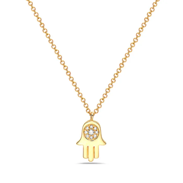 Diamond Polished Mini Hamsa Pendant