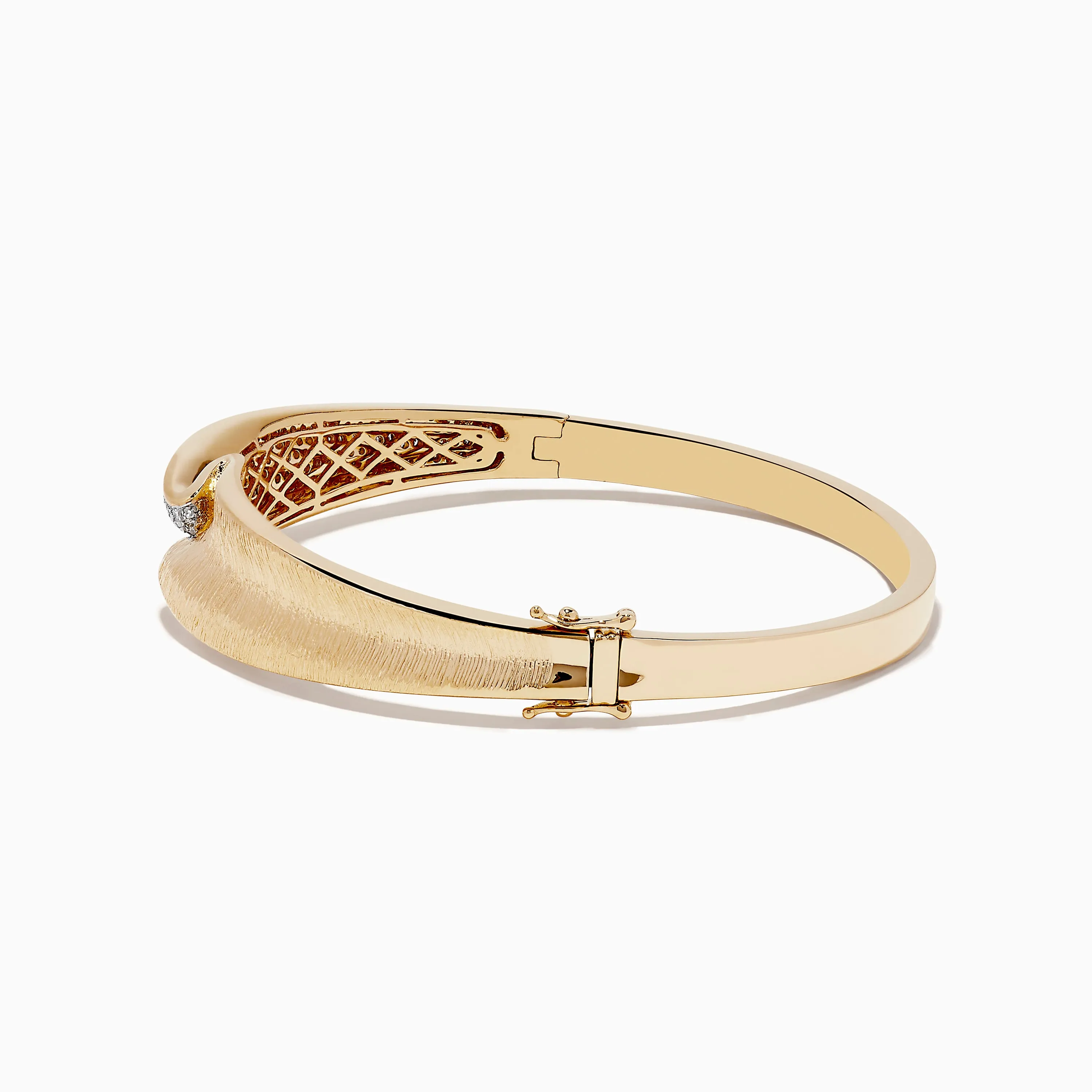 D'Oro 14k Yellow Gold Pave Diamond Bangle