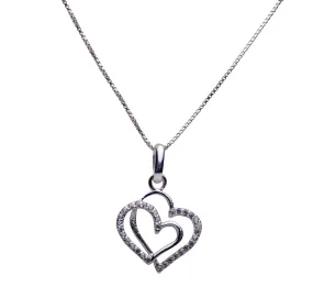 Dual Hearts Silver Pendant Necklace