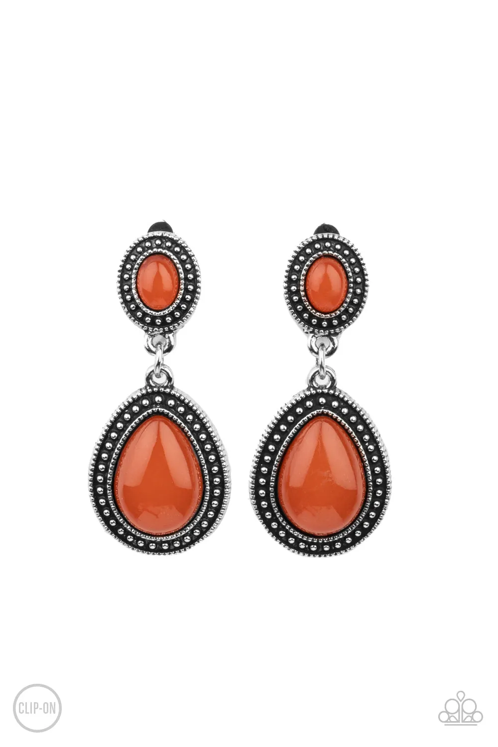 Earrings Carefree Clairvoyance - Orange Clip Ons