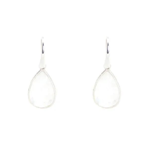 Earrings - Drop Framed Moonstone Sterling Silver