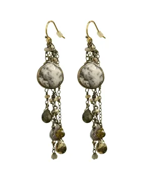 Eber Rhodium Opal Earrings