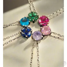 EIGHT Different Zirconia Sterling Silver Stones Necklaces