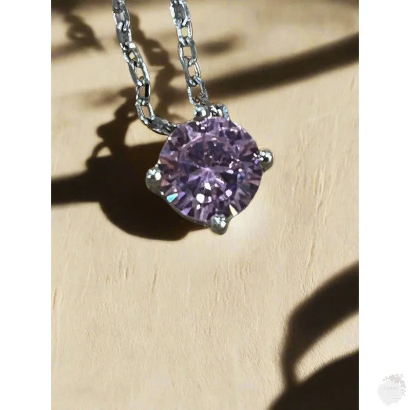 EIGHT Different Zirconia Sterling Silver Stones Necklaces