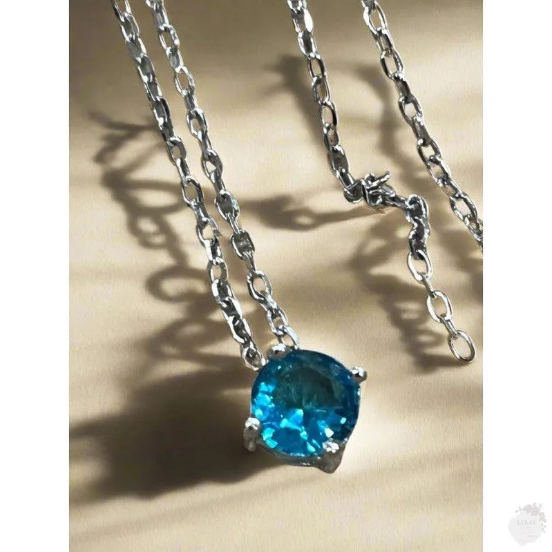EIGHT Different Zirconia Sterling Silver Stones Necklaces