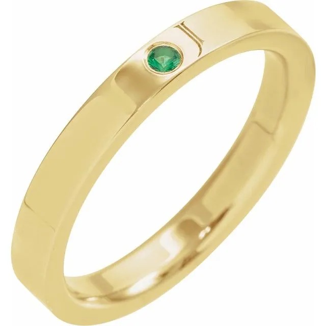 Engravable Initial Family Stackable 2mm Birthstone Ring