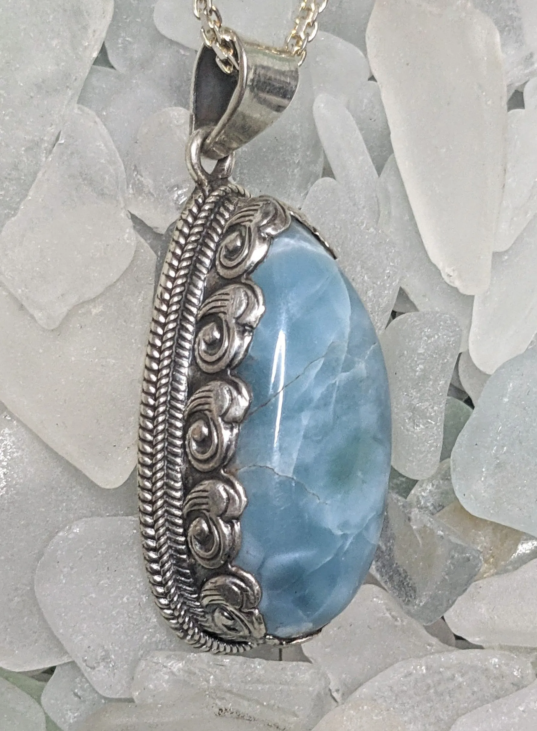 Ethereal Larimar Water Drop Pendant