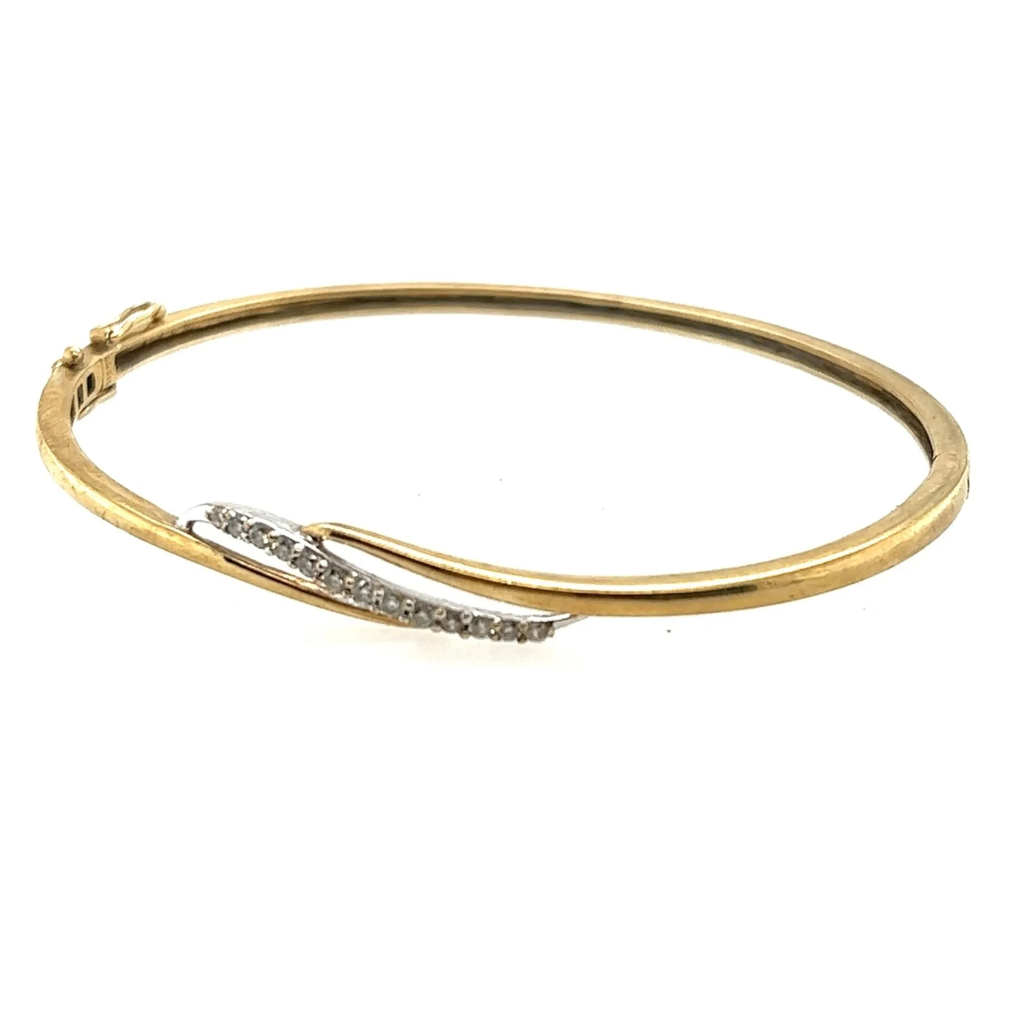 Exquisite Yellow Gold Diamond Set Hinged Bangle