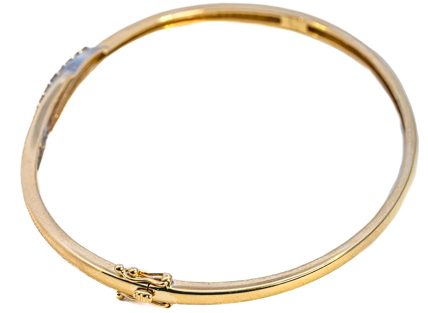 Exquisite Yellow Gold Diamond Set Hinged Bangle