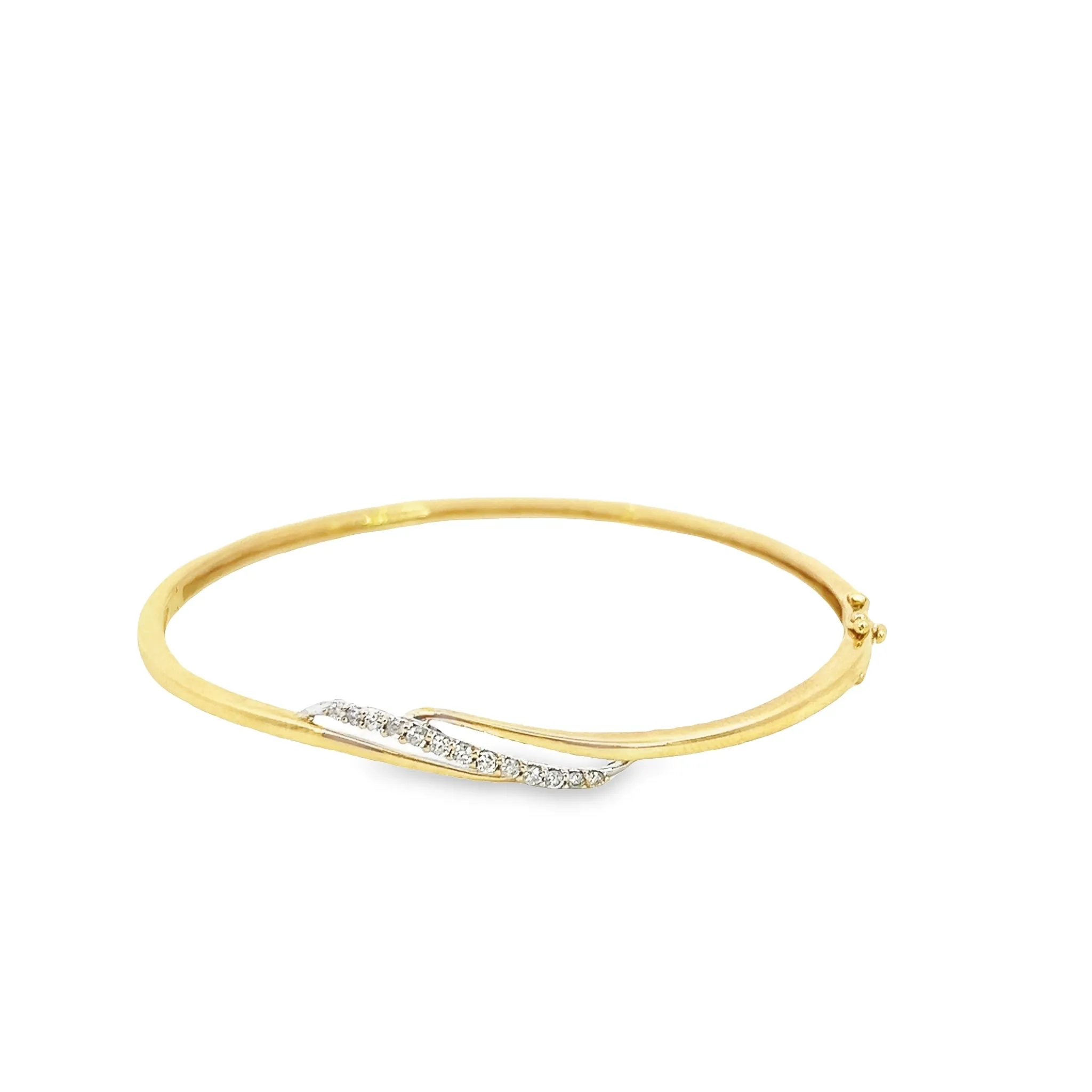 Exquisite Yellow Gold Diamond Set Hinged Bangle