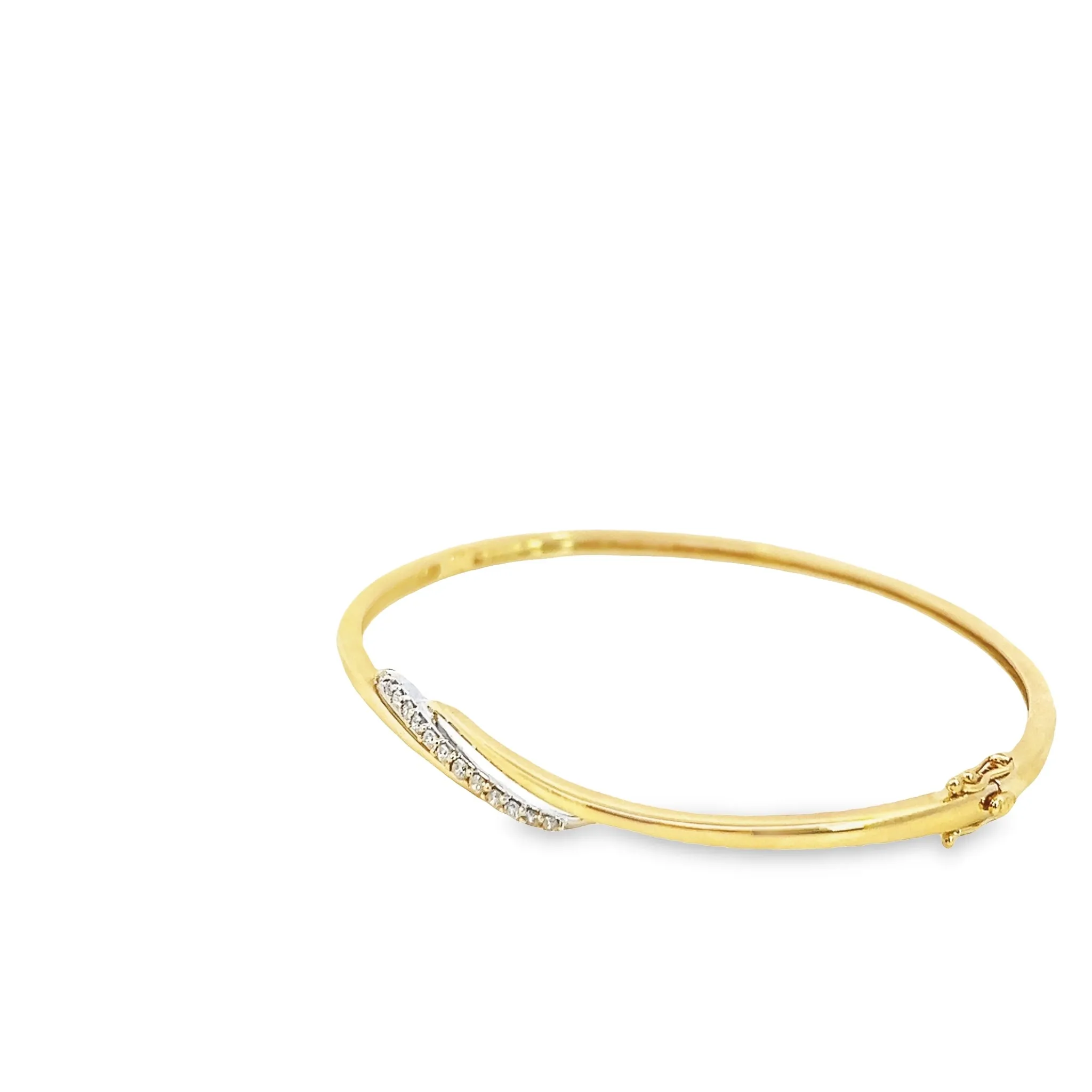 Exquisite Yellow Gold Diamond Set Hinged Bangle