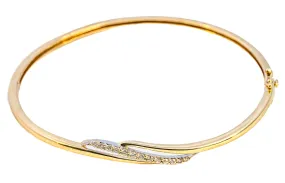 Exquisite Yellow Gold Diamond Set Hinged Bangle