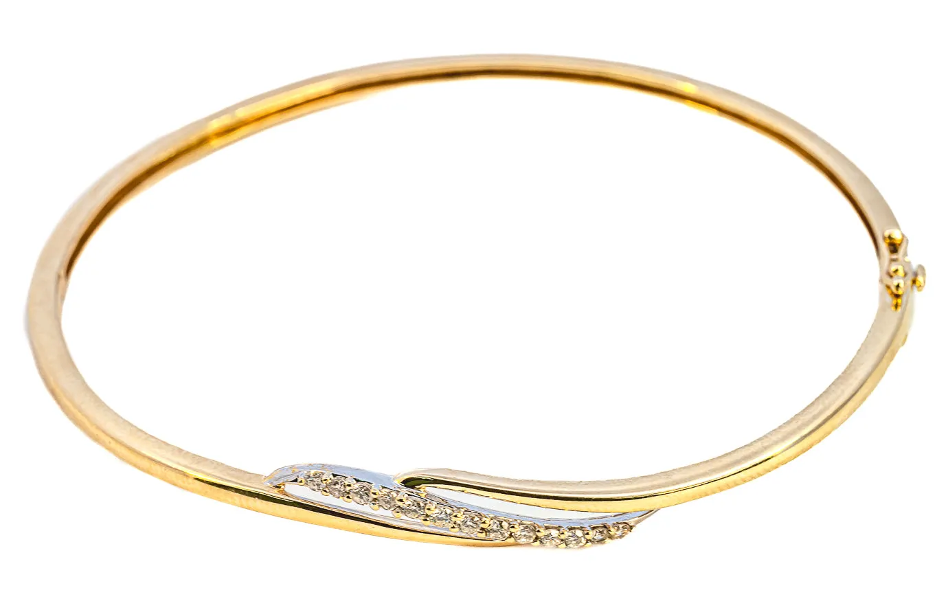 Exquisite Yellow Gold Diamond Set Hinged Bangle