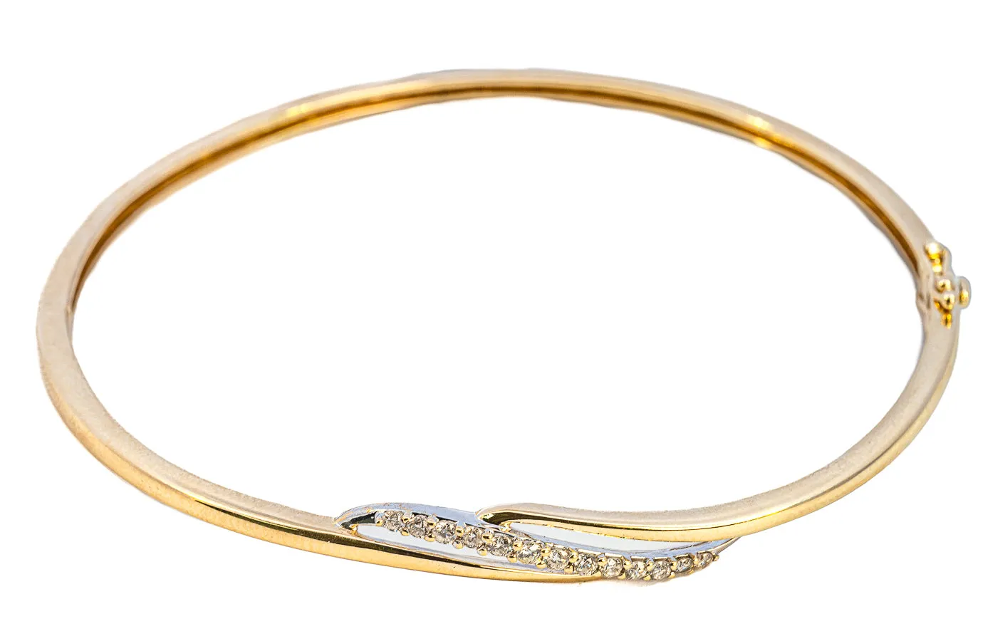 Exquisite Yellow Gold Diamond Set Hinged Bangle