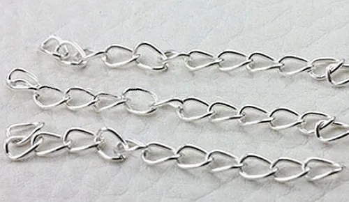 Extender Chain Necklace Extension Curved Curb Chain Adjuster Oval Link Lengthener Tail 2" Silver Bronze Gold Bracelet Finding Wholesale Lot