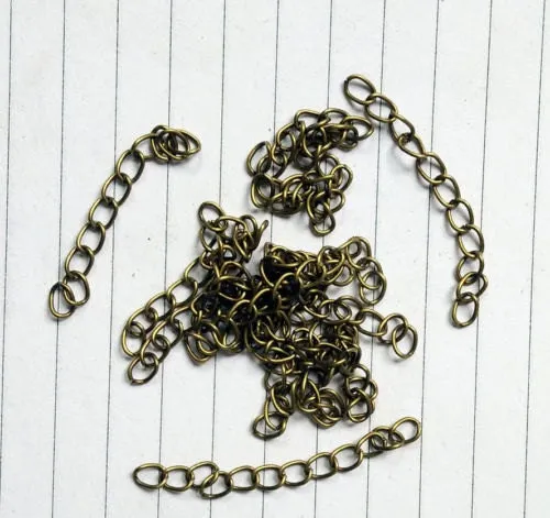 Extender Chain Necklace Extension Curved Curb Chain Adjuster Oval Link Lengthener Tail 2" Silver Bronze Gold Bracelet Finding Wholesale Lot