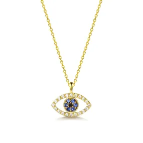 FANCIME Evil Eye 14K Solid Yellow Gold Necklace