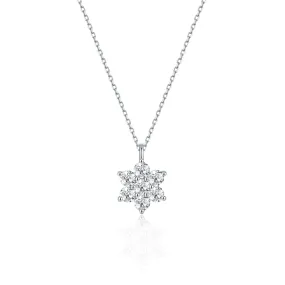 FANCIME Moissanite Flower 14K White Gold Necklace