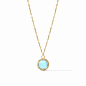 Fleur-de-Lis Solitaire Necklace - Iridescent Capri Blue